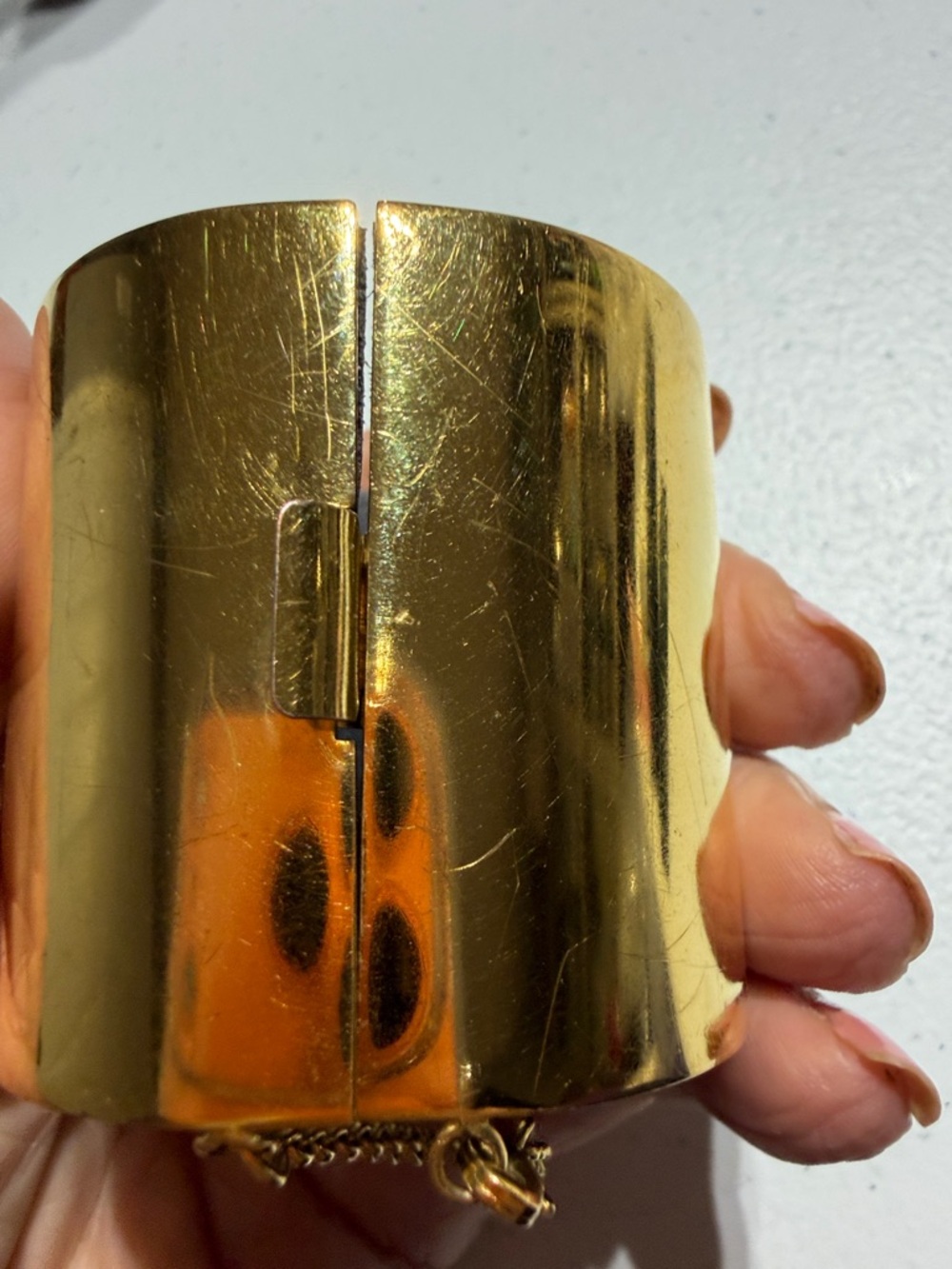 Celine Flawed Beauty Goldtone Clamper Cuff  (4) - Picture 7 of 11
